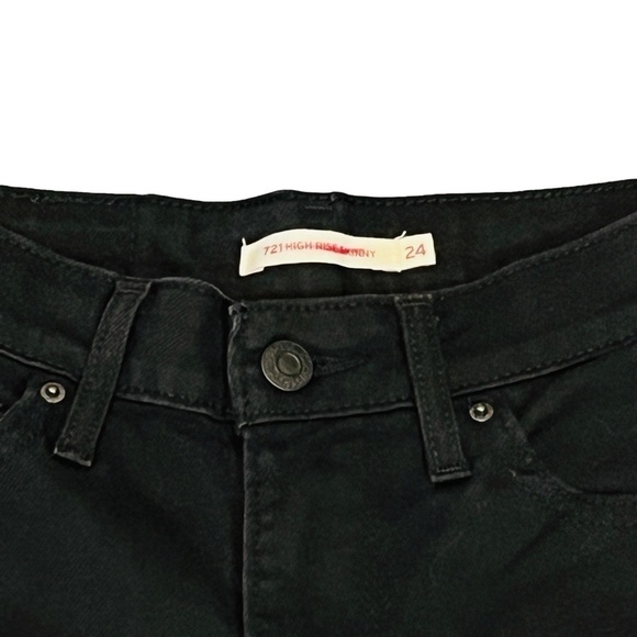 Levi 721 High Rise Ripped Skinny Jean. Black Size 24 #804 - Picture 4 of 10